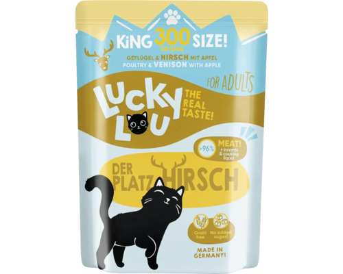 Katzenfutter nass Lucky Lou Lifestage Adult Geflügel&Hirsch 300 g