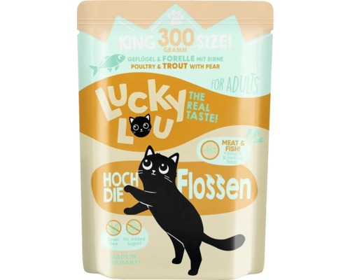 Katzenfutter nass Lucky Lou Lifestage Adult Gefl.&Forelle 300 g