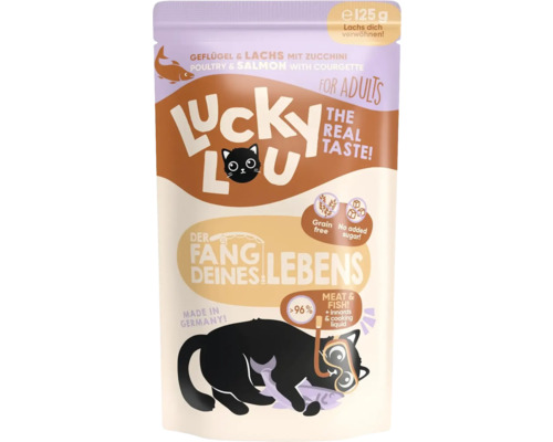 Katzenfutter nass Lucky Lou Lifestage Adult Geflügel & Lachs 125 g