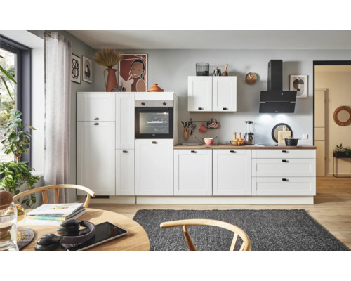 PICCANTE Plus Küchenzeile mit Geräten Bella 360 cm weiß matt vormontiert Variante links