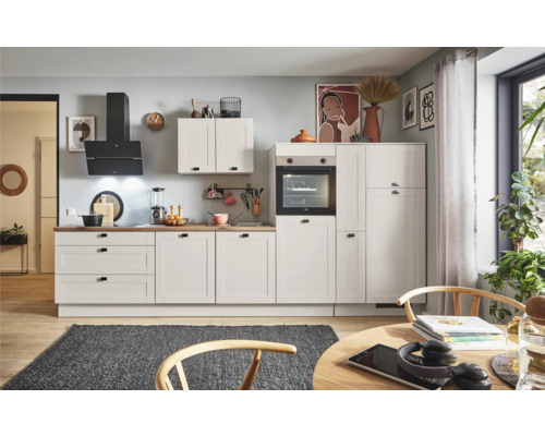 PICCANTE Plus Küchenzeile mit Geräten Bella 360 cm kaschmirgrau matt vormontiert Variante rechts