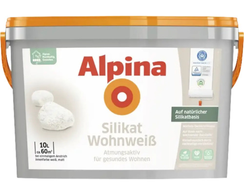 Alpina Silikat Wohnweiß Wandfarbe weiß 10 l