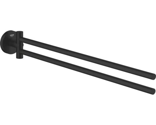 Handtuchstange Grohe Quickfix Start 2-fach schwenkbar schwarz matt 411832430 Grohe Logo Handtuchhalter mit zwei Armen
