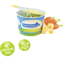 Cold and Dog gefrorener Joghurt für Hunde mit Karotten, Käse, laktosefrei und glutenfrei.