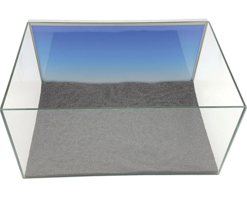 Leeres Aquarium aus Glas mit Bodengrund