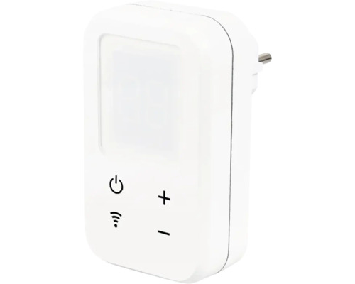 Weiße, steckbare Zeitschaltuhr mit WLAN-Funktion zur Steuerung elektronischer Geräte