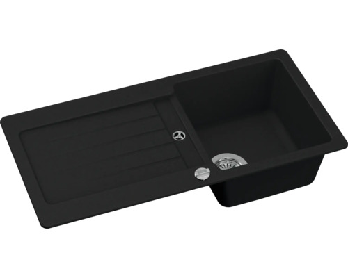 Schwarze Küchenspüle mit Abtropffläche