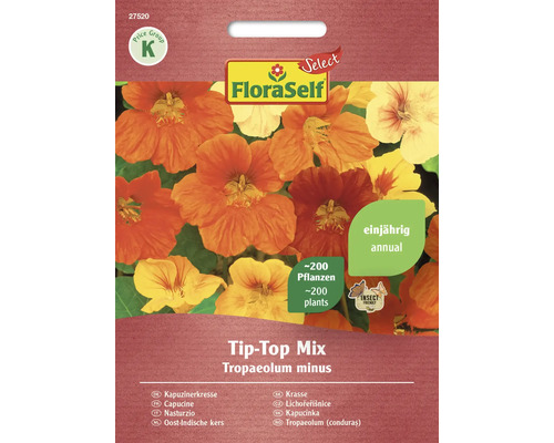 Kapuzinerkresse Tip-Top Mischung FloraSelf Select Samenfestes Saatgut Blumensamen ca. 20 Samen Kapuzinerkresse Tip-Top Mischung FloraSelf Select Samenfestes Saatgut Blumensamen ca. 20 Samen