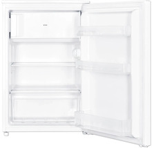 Offener, kleiner Kühlschrank mit Regalen und Gefrierfach