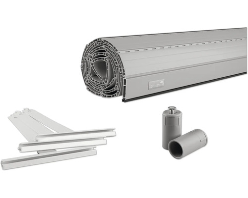Rollladenpanzer Schellenberg Komplettset System Mini B 1100 x H 1300 mm grau Rollladen mit Zubehör