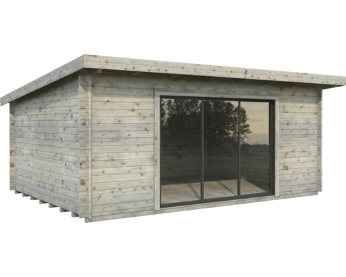 Gartenhaus Palmako Lea 19,4 m² Schiebetür Sicherheitsglas inkl. Fußboden 530 x 380 cm grau