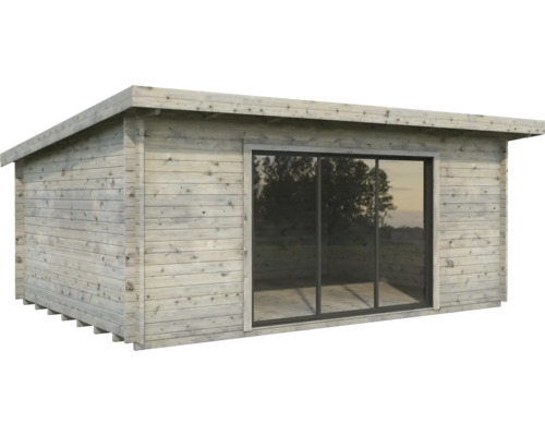 Gartenhaus Palmako Lea 19,4 m² Schiebetür Isolierglas inkl. Fußboden 530 x 380 cm grau