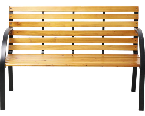 Gartenbank mit Holzlatten und Metallgestell