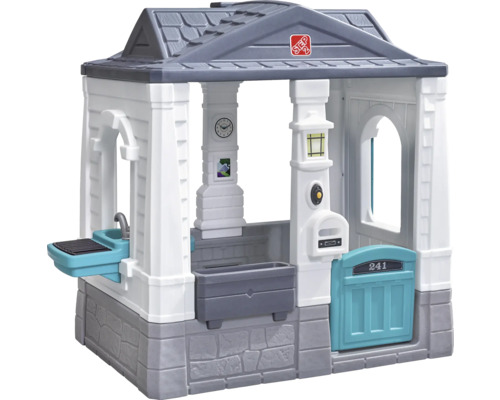 Spielhaus mit Grill, Briefkasten und Uhr