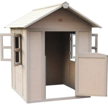 Spielhaus aus Holz mit Tür und Fenstern