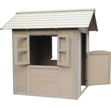 Spielhaus aus Holz mit Dach, Tür und Fenstern
