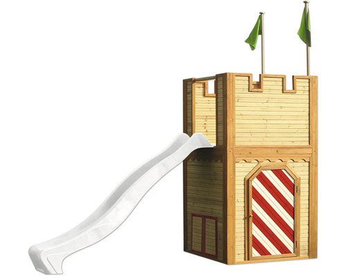 Spielhaus Spielturm axi Arthur 110 x 319 cm Holz, Kunststoff braun, rot bestehend aus Grundturm, Rutsche weiß