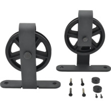 Set mit zwei Schiebetürbeschlägen mit Rollen und Befestigungsmaterial