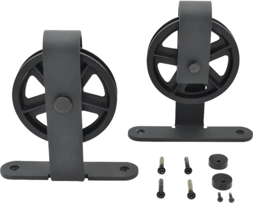 Pertura Ersatz-Laufrollen-Set Speichenrad für Jarn/Yorick Schiebetüren Set mit zwei Schiebetürbeschlägen mit Rollen und Befestigungsmaterial