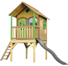 Spielhaus aus Holz mit Rutsche und Leiter