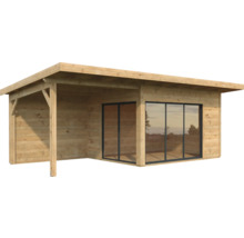 Holz Gartenhaus mit großen Fenstern