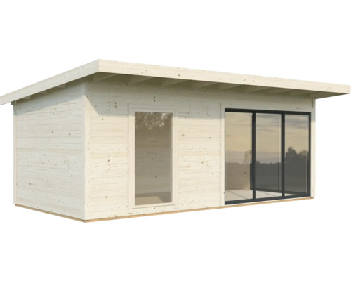 Holzgartenhaus mit Fenster und Schiebetüren