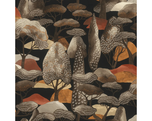 Tapete mit Baumdesign auf dunklem Hintergrund