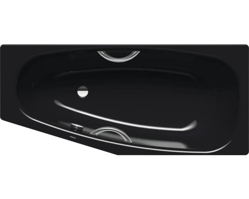 Badewanne KALDEWEI MINI STAR links 833 75 x 157 cm schwarz glänzend 224900010701 Schwarze Badewanne mit Armaturen aus Acryl
