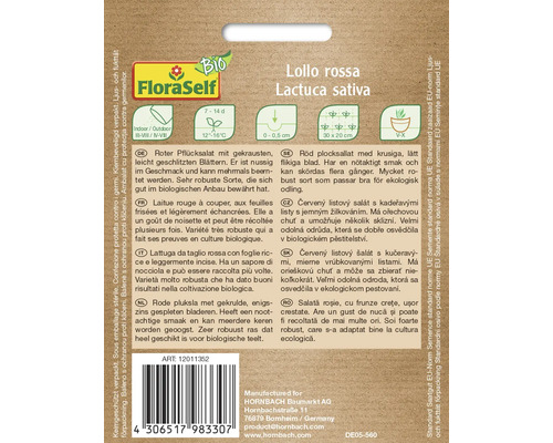 FloraSelf Lollo rossa Lactuca sativa Samenpackung