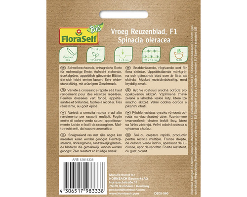 Samenpackung für Spinacia oleracea Reuzenblad, geeignet für den Anbau im Freien