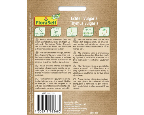 Echter Vulgaris Thymus vulgaris Samenpackung