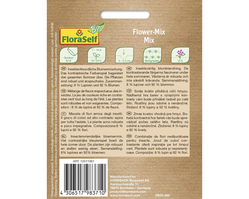 FloraSelf Flower-Mix Mix Samenpackung für insektenfreundliche Blumenmischung