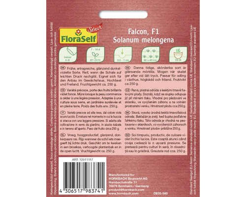 Falcon F1 Aubergine Saatgut der Sorte Solanum melongena von FloraSelf