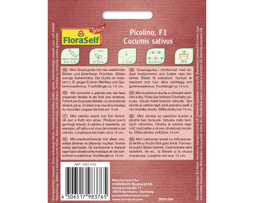 Piccolino F1 Gurkensamenpackung der Sorte Cucumis sativus