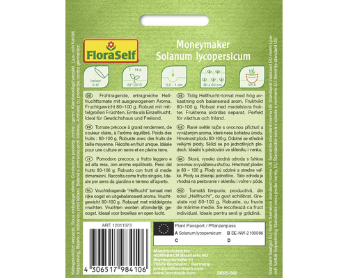 Moneymaker Solanum lycopersicum Pflanzensamenpackung
