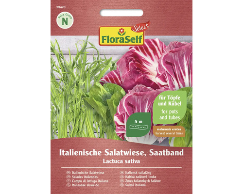 Italienische Salatwiese FloraSelf Select Saatband Salatsamen samenfestes Saatgut Italienische Salatmischung als Saatband von FloraSelf, geeignet für Töpfe und Kübel