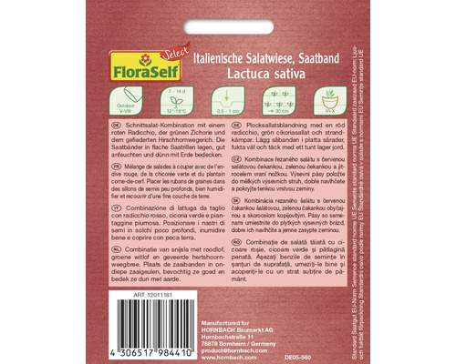 Italienische Salatwiese Saatband mit Radicchio, Zichorie und Hirschhornwegerich