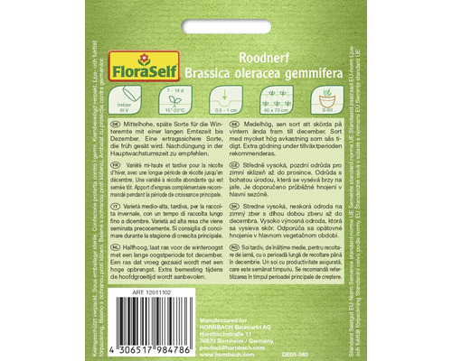 FloraSelf Roodnerf Brassica oleracea gemmifera Saatgutpackung