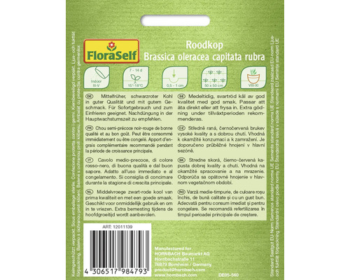 FloraSelf Rotkohl Brassica oleracea capitata rubra Saatgutpackung
