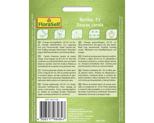 Verpackung Karottensamen der Sorte Berlikia, 20 bis 25 cm lange Herbstmöhre