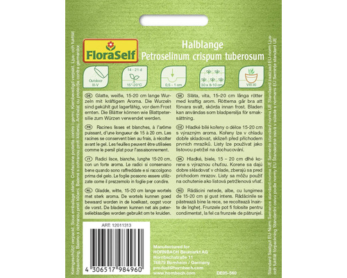 FloraSelf Halblange Petersilie Petroselinum crispum tuberosum Saatgutpackung