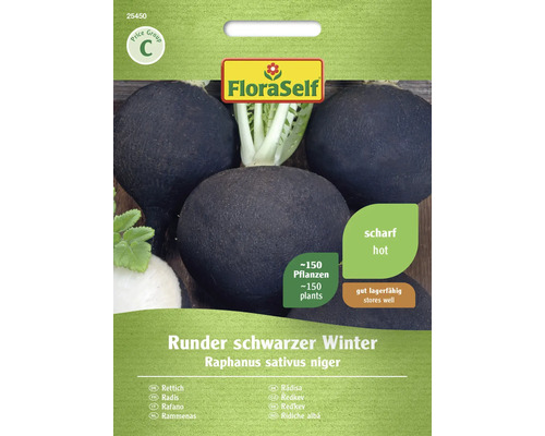Rettich Runder schwarzer Winter FloraSelf Samenfestes Saatgut Gemüsesamen