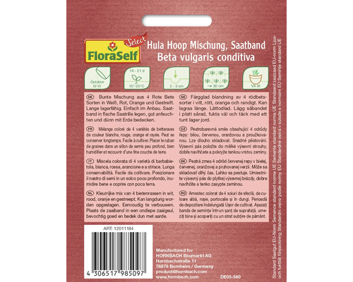 FloraSelf Hula Hoop Mischung Saatband mit verschiedenen Rote Bete Sorten