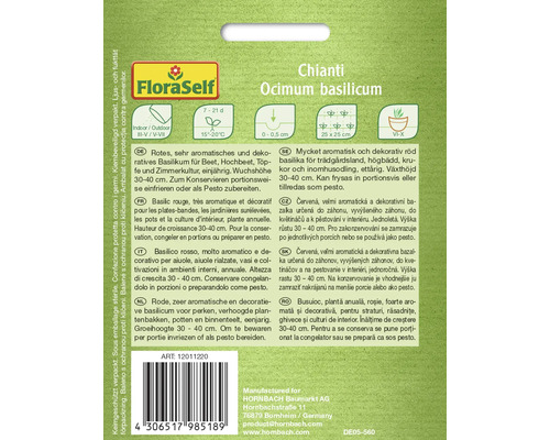 Verpackung rotes Basilikum der Sorte Chianti