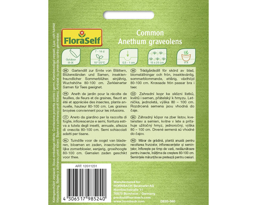 Verpackung Garten Dill Saatgut