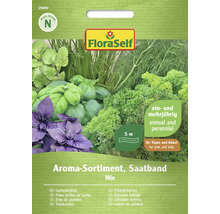Gartenkräuter Aroma Sortiment, 5 m Saatband FloraSelf Samenfestes Saatgut Kräutersamen, Kombination aus Petersilie, Schnittlauch, Basilikum, Dill, Bohnenkraut, Majoran und Zitronenmelisse