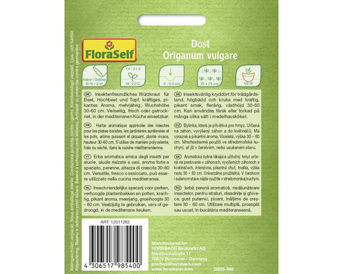 Verpackung Dost (Origanum vulgare) Samen
