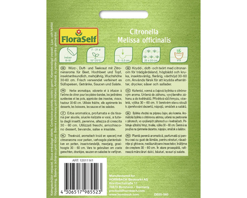 Citronella Melissa officinalis Samenpackung