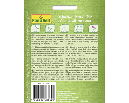 Schweizer Riesen Mix Viola x wittrockiana seed packet