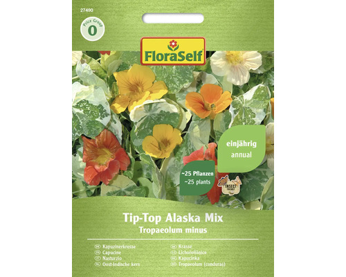 Kapuzinerkresse FloraSelf Samenfestes Saatgut Blumensamen Tip-Top Alaska Mischung